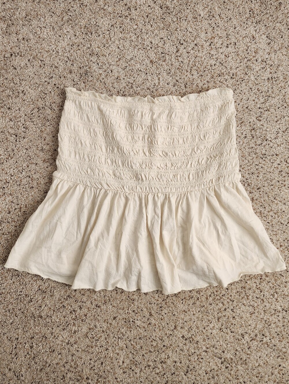 American Eagle Outfitters Cream Smocked Tube Tank Top